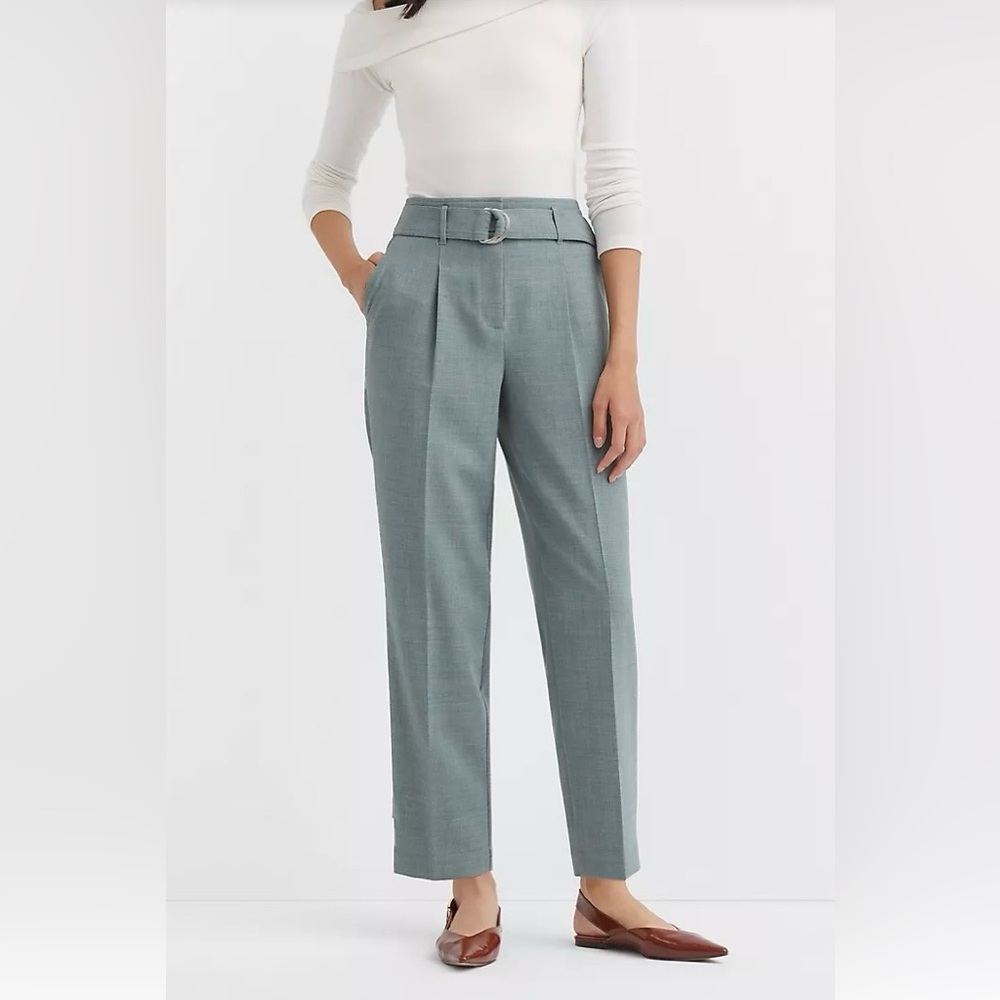 LOFT Olive Green Tailored High-Rise Trousers